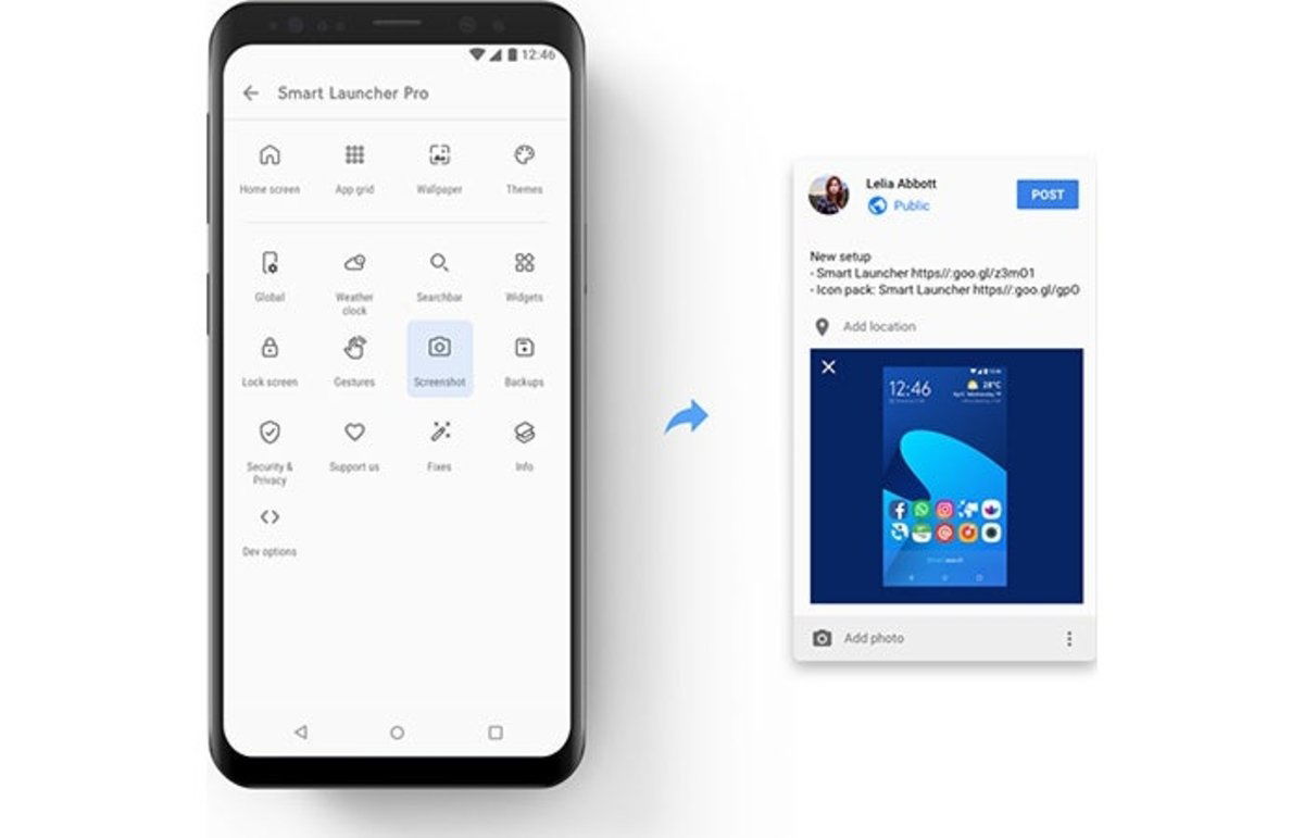 Smart Launcher 5 Compartir Redes Sociales Guardar Backup