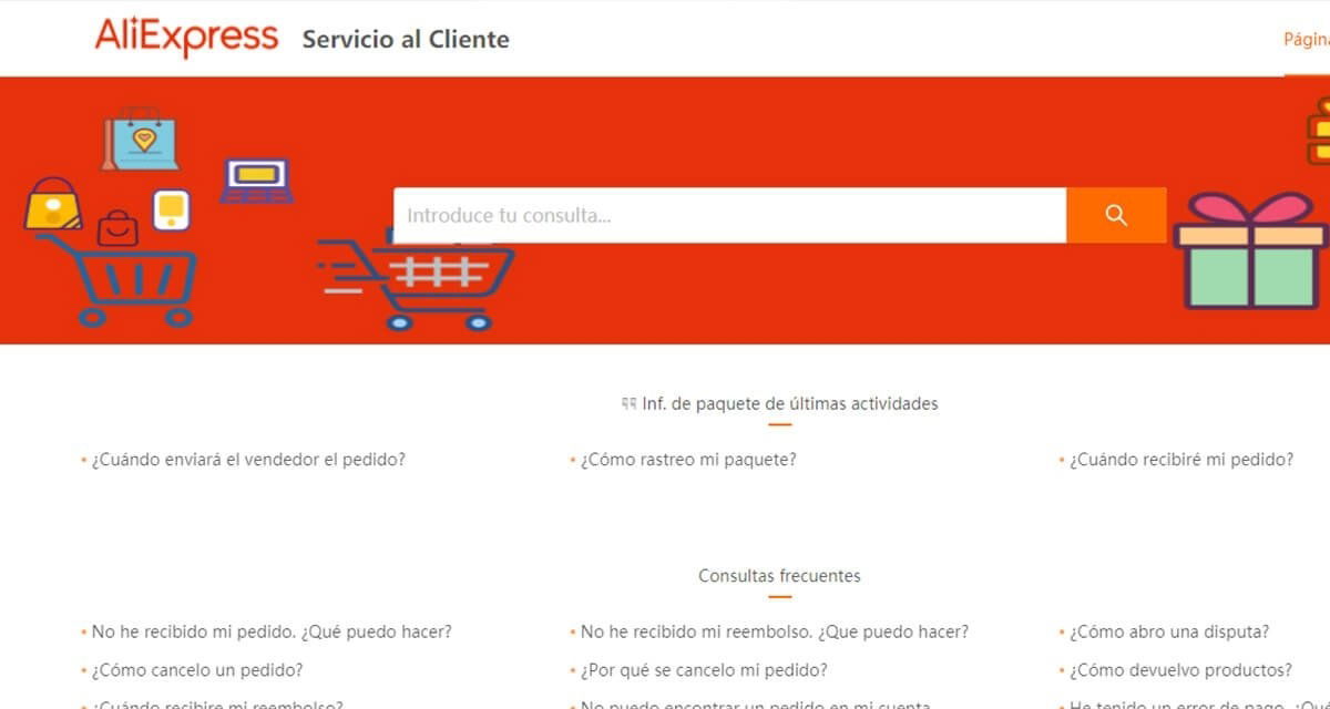Como contactar con AliExpress