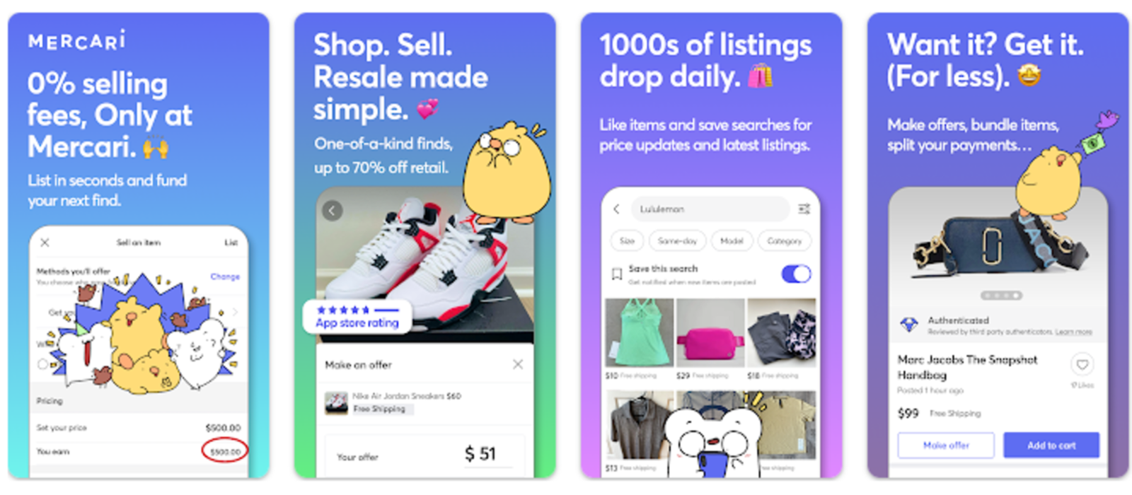 Imágenes de la app Mercari
